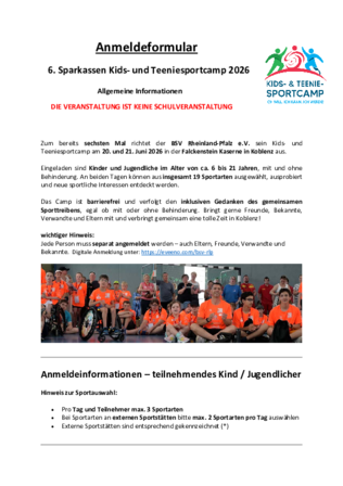 Anmeldung 6. Kidscamp