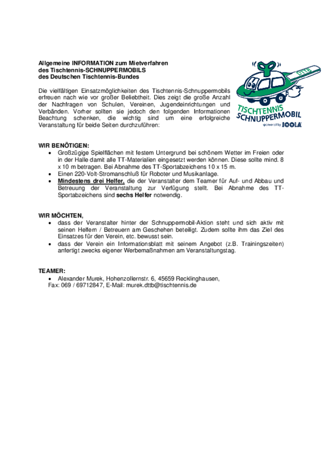 Infos zum Schnuppermobil