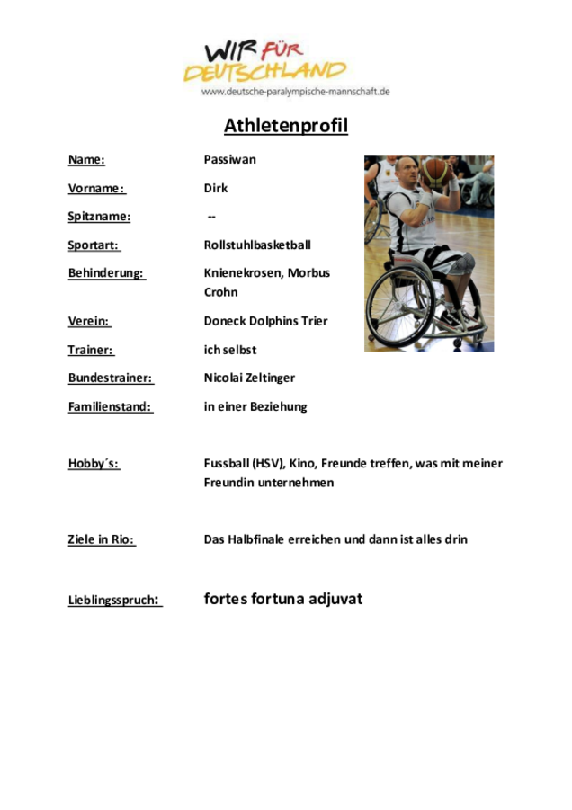 Dirk Passiwan Rollstuhlbasketballer