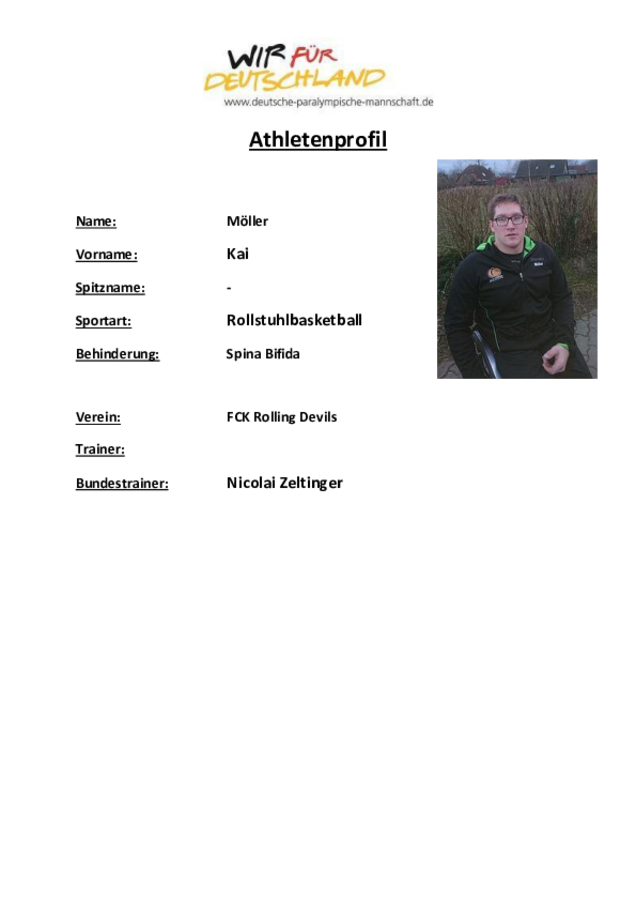 Kai Möller Rollstuhlbasketballer